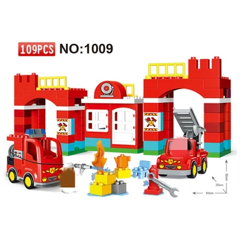 

Building Kit Compatible All Brands Big block Blocks Big Size Diy Fire Station For Children Bricks Toys Christmas gift