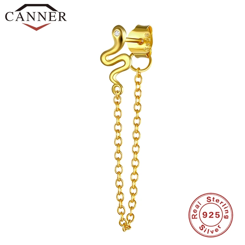 1pcs Gold Silver Color Lightning/Snake Chain Stud Earrings for Women 925 Sterling Silver Tassel Earrings Fashion Jewelry 