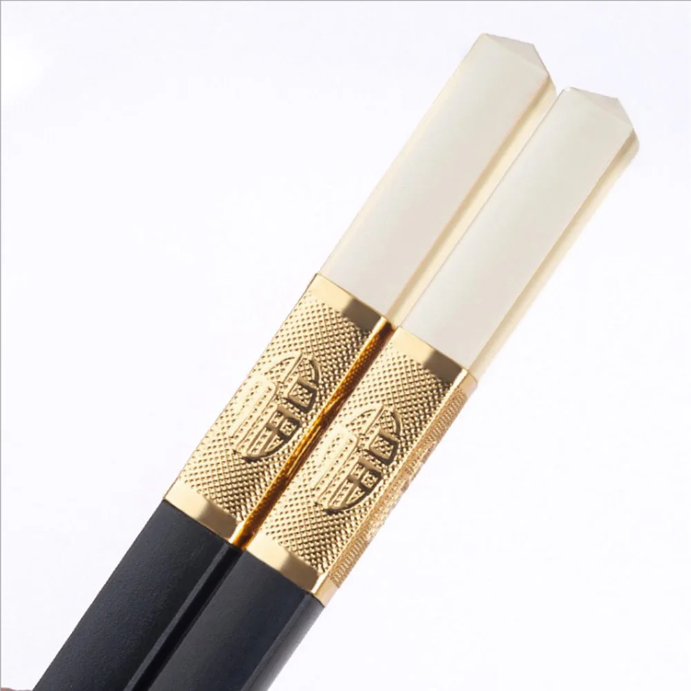 1 Pair Hotel Non slip Chopsticks Tableware Set Alloy Chopsticks Amber Chinese Chopsticks Set Household Dinnerware 3