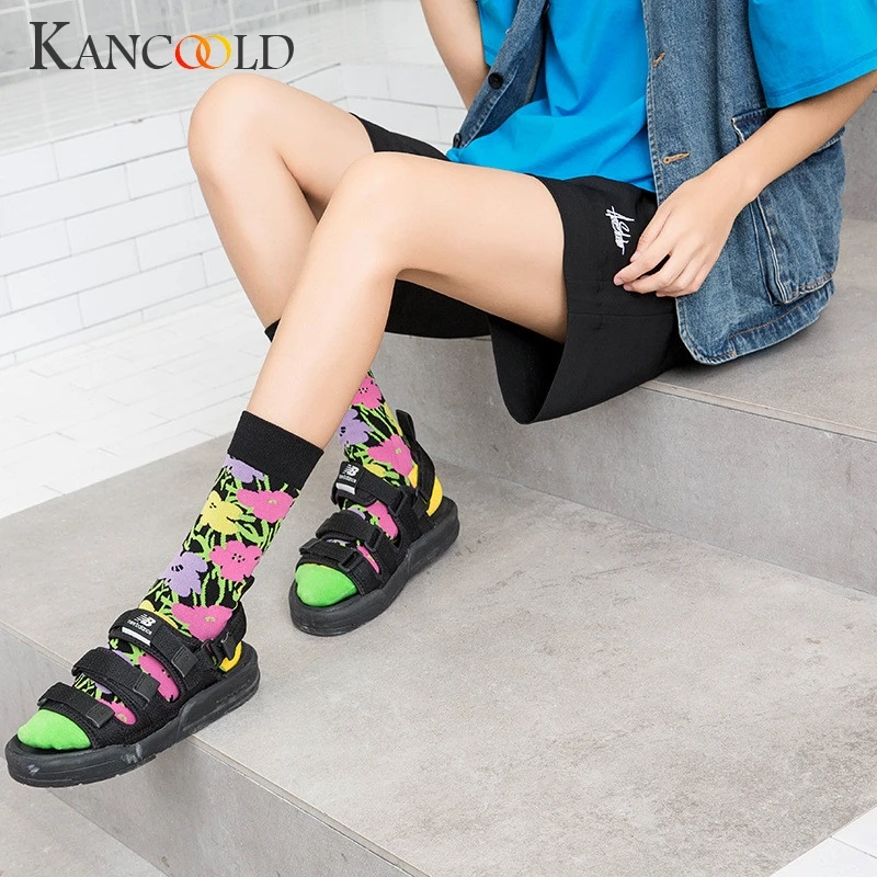 KANCOOLD, женские носки, мультяшная собака, осьминог, цветок, растение, Kawaii, забавные, счастливые, повседневные женские хлопковые чулки, уличная одежда, скейт, Harajuku