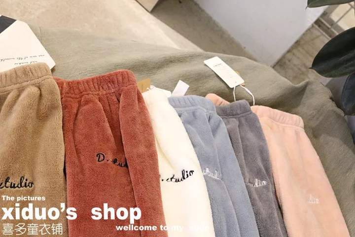 Spring New Products Girls South Korea Versitile Fashion Household Warm Pants Lazy Berber Fleece Casual Household Pants