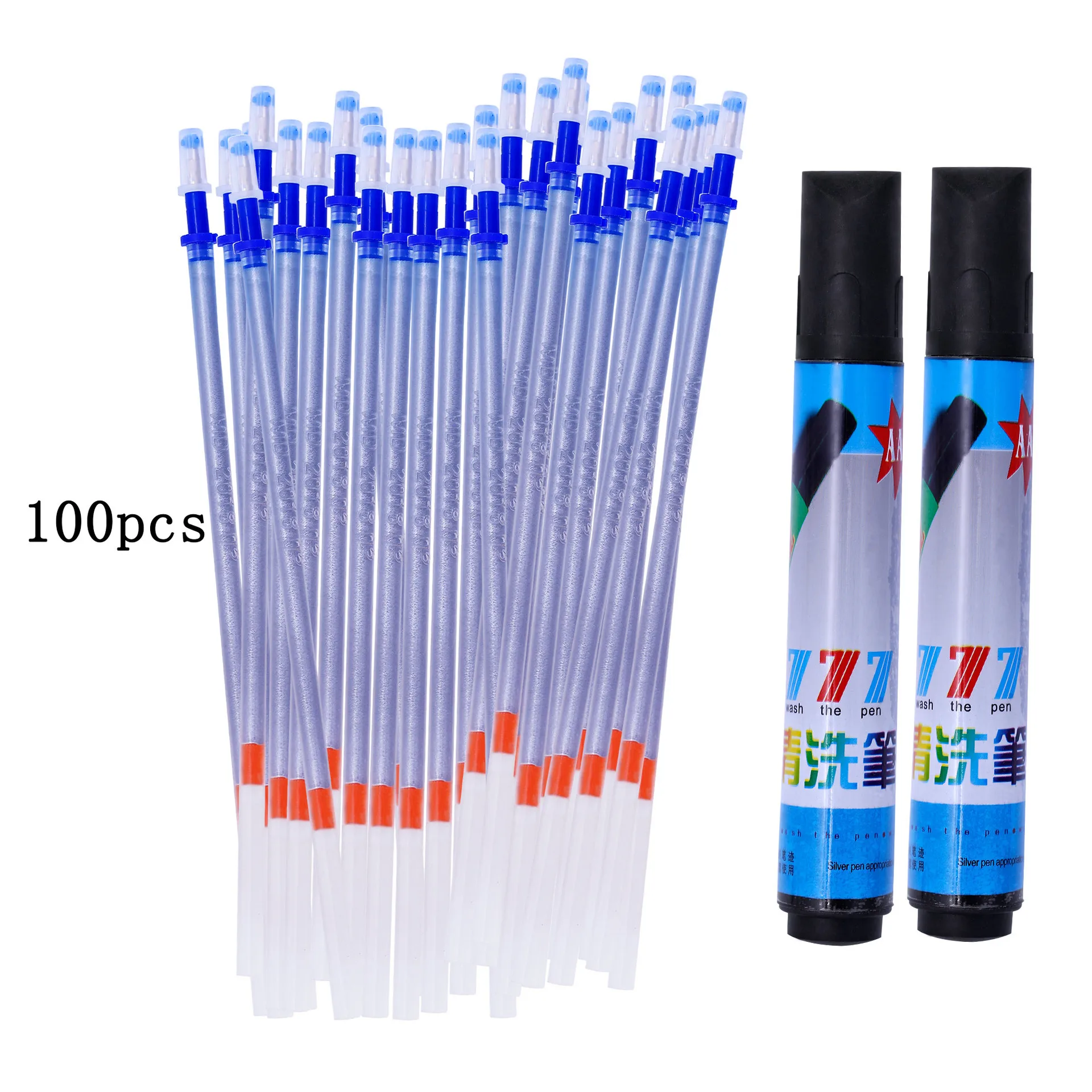 

100Pcs Mercury silver refillable pen silver for leather marking Refillable Pen for Leather Embroidery Fabric Water Erasable