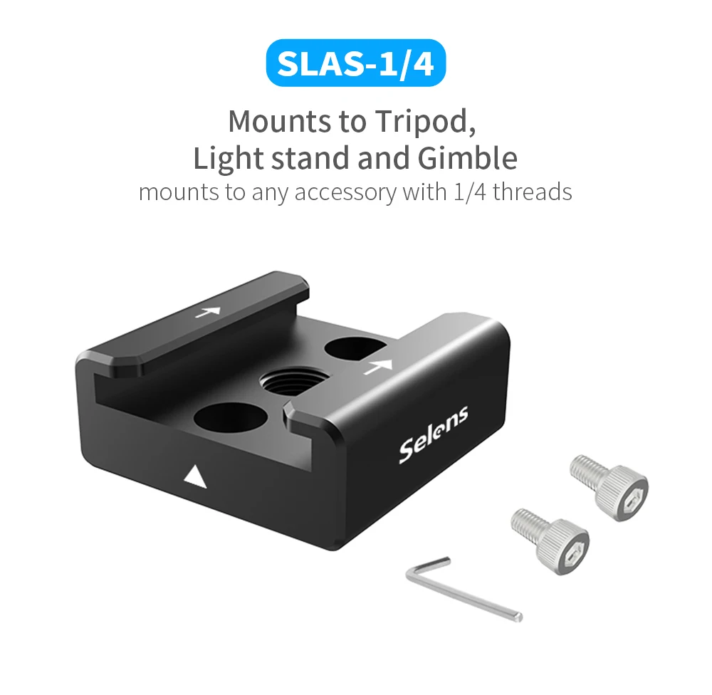 Camera Cold Shoe Mount Adaptor with 1/4"-20 Thread for DSLR Camera Cage Rig Mic