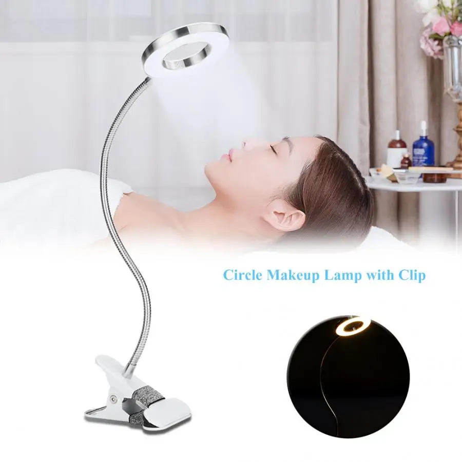 

USB Circle Makeup Lamp Eyebrow Lip Tattoo Beauty Salon Desktop Led Lights with Clip Mirror Light