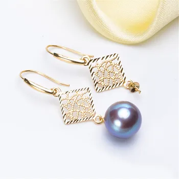 

G18K Gold Earring Hooks with Eyepin Bead Caps, Yellow Karat Gold Solid 18ct oro French Earwire Dangle Pearl Earrings