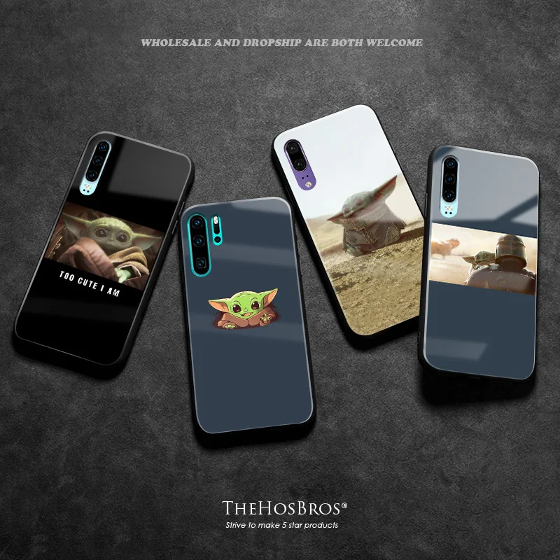 

Baby yoda cute soft silicone glass phone case cover shell for Huawei Honor V Mate P 9 10 20 30 Lite Pro Plus Nova 2 3 4 5
