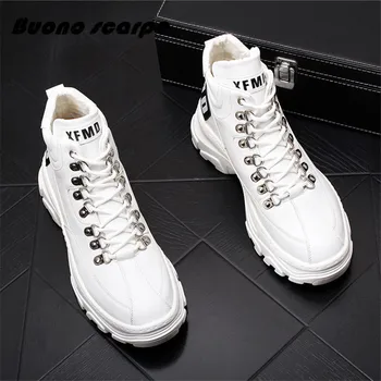 

Fashion New Men Trend Sneakers Mixed Color Casual Comfortable Flat Shoes High-top Designer Youth British Shoes Heightening Shoes