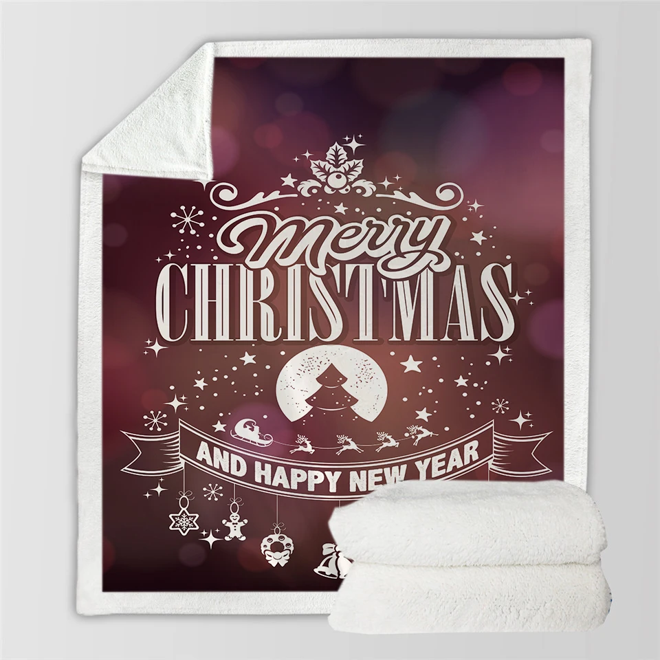 Флуоресцентный зеленый Merry Christmas 3D Printed Sherpa Blanket Couch Quilt Cover Travel Family Bedding Outlet Velvet Plush Throw Fleece Bedspread - Цвет: Флуоресцентный зеленый