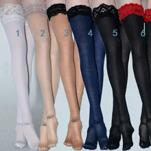 

In Stock 8 Colors 1/6 Scale Sexy Female Figure Accessory Ultra-thin Stockings Over the Knee Socks with Lace Model for 12'' Body