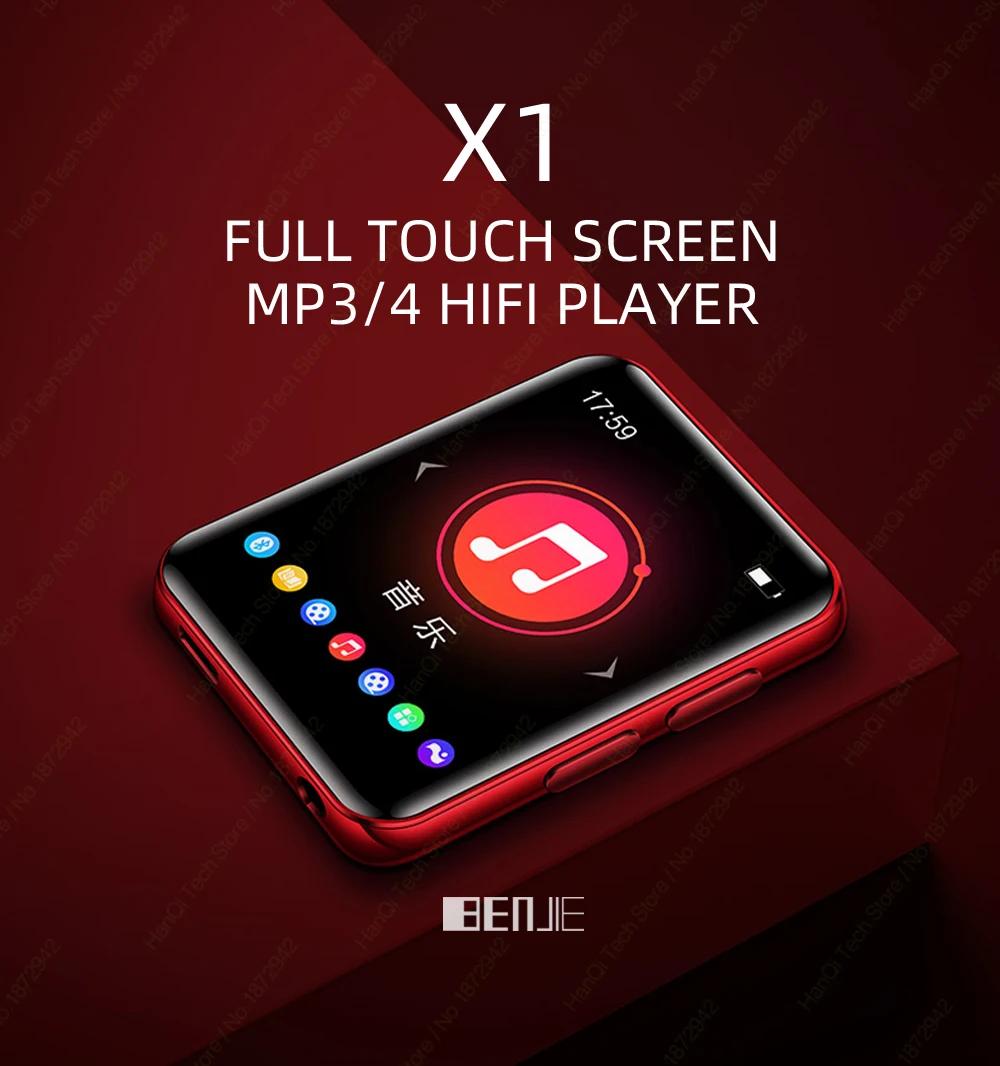 BENJIE X1 Full Touch Screen Bluetooth-Compatible MP4 MP3 Player Portable Audio Music Player With Speaker FM Radio,Recorder,Ebook