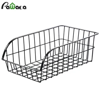 

Black/ White Iron Storage Basket Refrigerator Fruit Vegetable Storage Spice Organizer Rack Desktop Sundries Sorting Basket Shelf