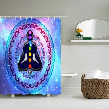 

3D fantasy starry sky mandala shading yoga meditation background bathroom shower curtain free punching factory direct sales