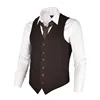 VOBOOM Men Waistcoat Coffee Suit Vest Male Herringbone Wool Blend Tweed Single-breasted Vests 007 1
