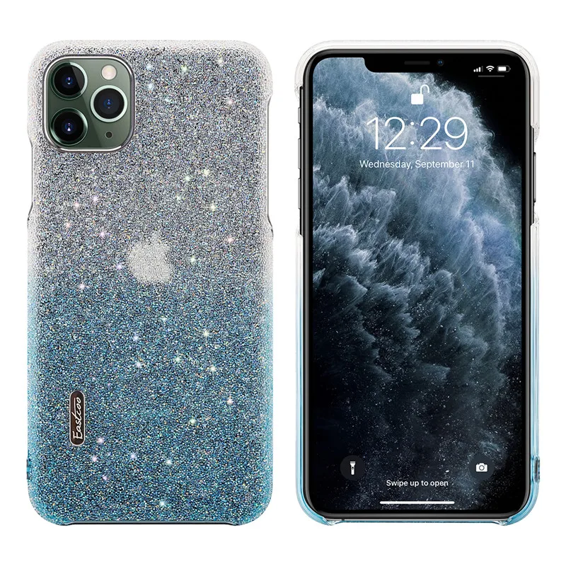 Blue Роскошные Стразы с блестками чехол для телефона iPhone 11 11Pro порошок блестки Алмазная крышка fo iPhone 11 Pro Max - Цвет: Blue