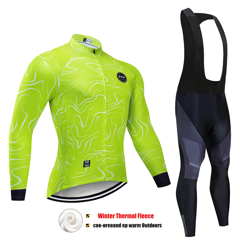 Pic Color Pro Team NW велосипедная майка 9D комплект с нагрудником MTB Униформа велосипедная одежда мужская зимняя теплая флисовая велосипедная Одежда для велоспорта - Цвет: Pic Color