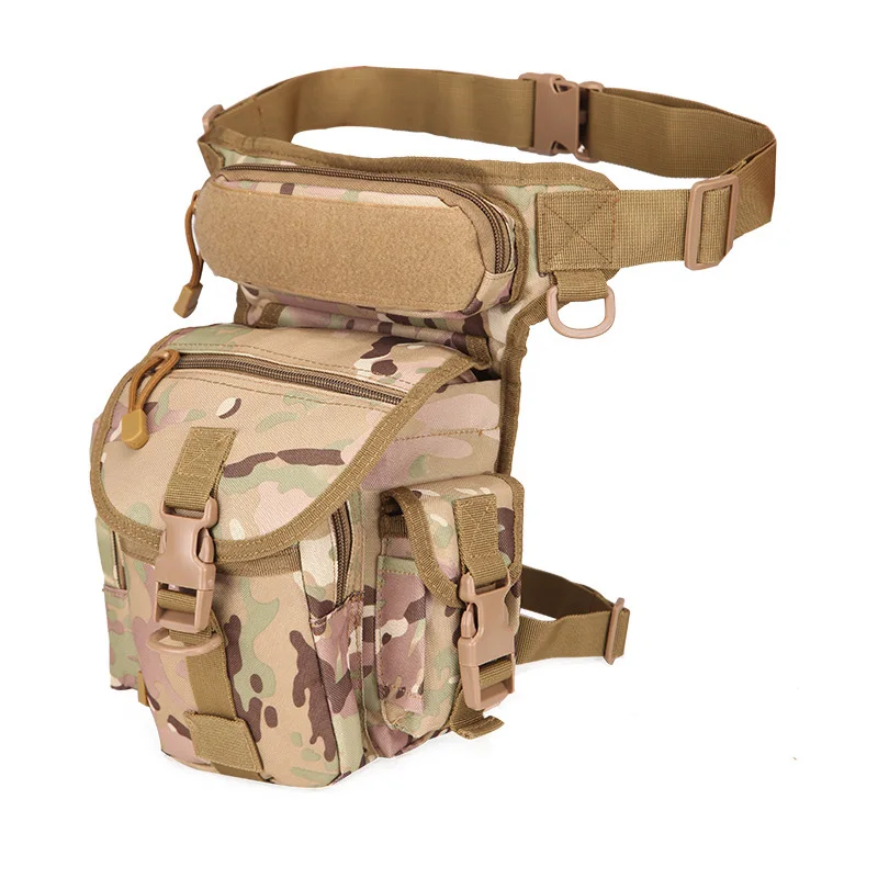 IKSNAIL Tactical Sport Bag Drop Leg Army Bags Fanny Camping Hiking Trekking Military Shoulder Saddle Nylon Multi-function Pack - Цвет: Three Sand