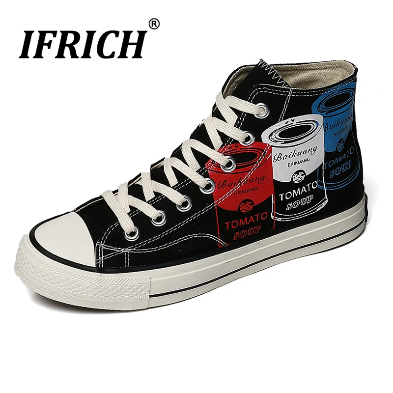 

2019 Autumn Casual Canvas Shoes For Men High Top Sneakers Canvas Man Comfortable Canvas Flats Shoes Classic Vulcanized Shoes