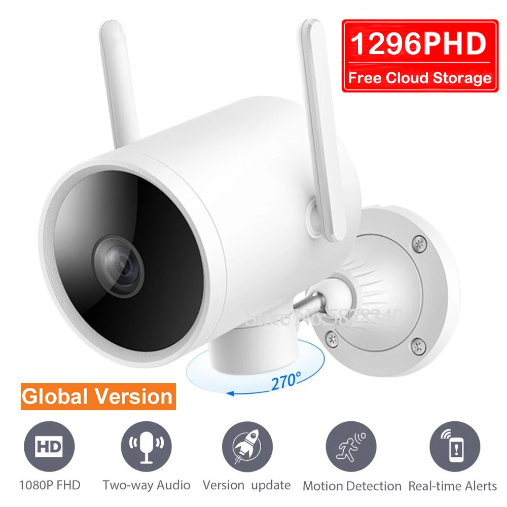 Versión Global Xiaomi 2K Cámara al aire libre EC3 impermeable WIFI inteligente Webcam 1296P cámara Ip noche versión Dual antena señal