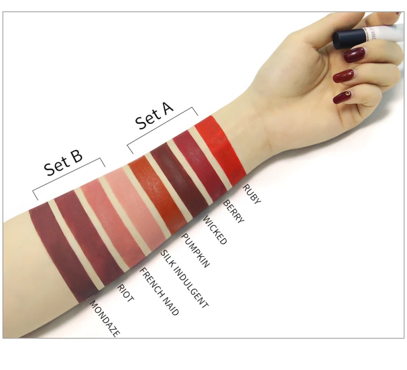 QIBEST 4 Colors matte lip gloss cigarette lipstick Long-lasting Cigarette lipgloss lip tint make up makeup lipstick set TSLM