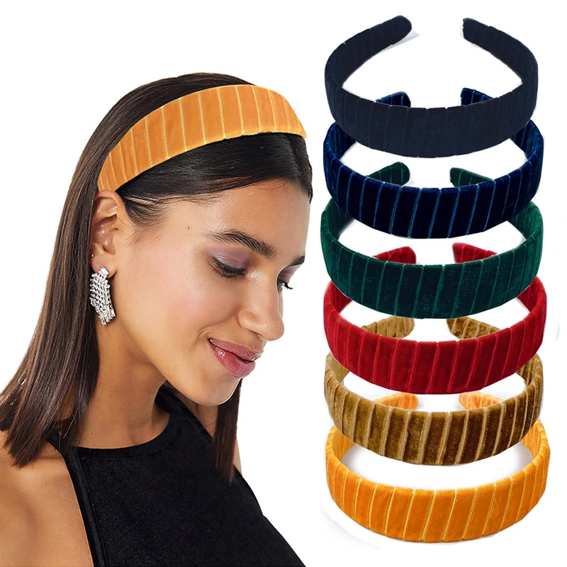 Women's Wide Hairband Thick Sponge Velvet Headband Sponge Hair Hoop D 