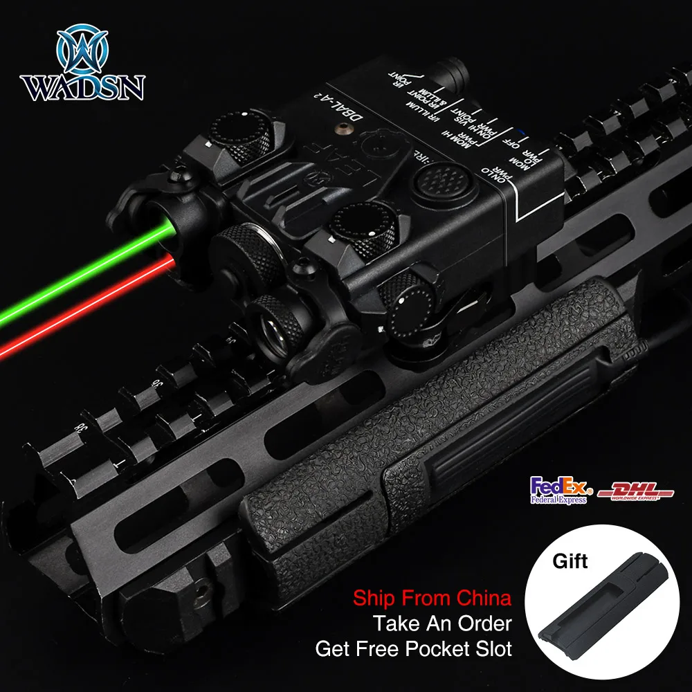 WADSN Airsoft Tacital ANPEQ Mini DBAL A2 Green & Red Dot Aim Laser IR Flashlight with QD Mount Hunting Gun Plastic Laser Sight