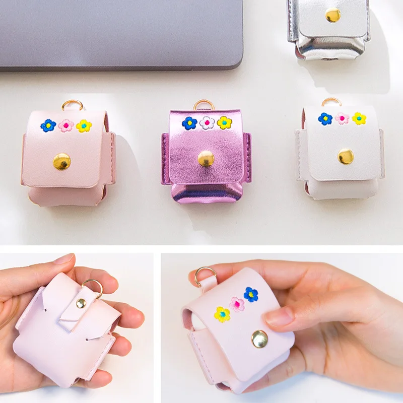 Bentoy Laser Airpods Earphone Case Girls Cute leather Hasp Earphone Package Small Coin Purse Function Women Airpods Bags