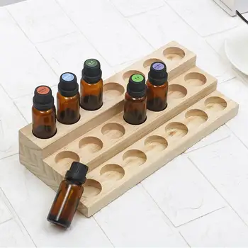 

Essential Oil Display Stand 18 Slots Three Layers Essential Oil Storage Box Wooden Case Aromatherapy Organizer Display Stand