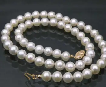 

Fashion jewelry Free Shipping noble jewelry AAA white 45cm AAA 7-7.5 MM SOUTH SEA NATURAL PEARL NECKLACE 14K CLASP