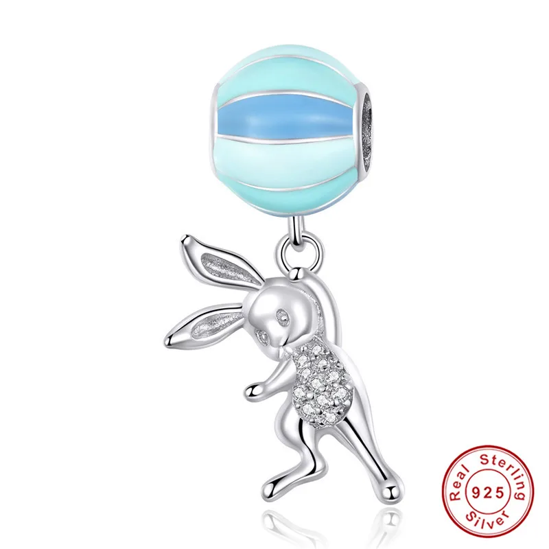 Fit Pandora браслет серебро 925 CZ луна Кот бусины собаки S925 лиса кролик обезьяна коала Медведь Подвески-талисманы с домашними животными для изготовления ювелирных изделий - Окраска металла: as1303-3