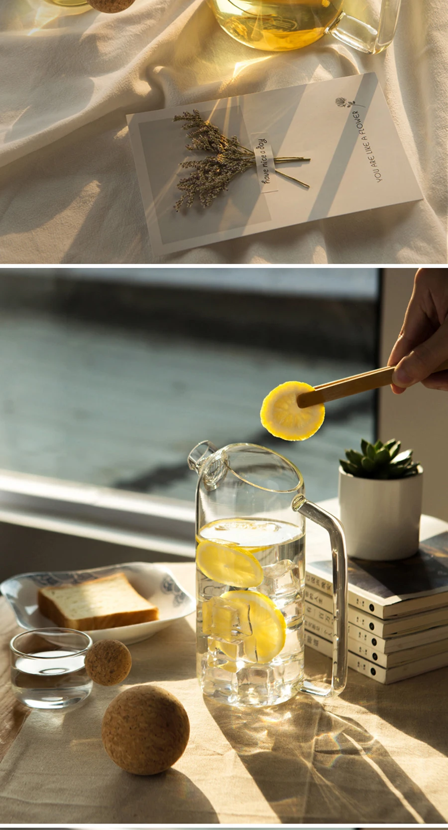 Glass Teapot Large Capacity Cold Water Kettle With Lid Water Bottle Cup Set Home Pitcher Kitchen Glass Fruit Juice Jug Drinkware