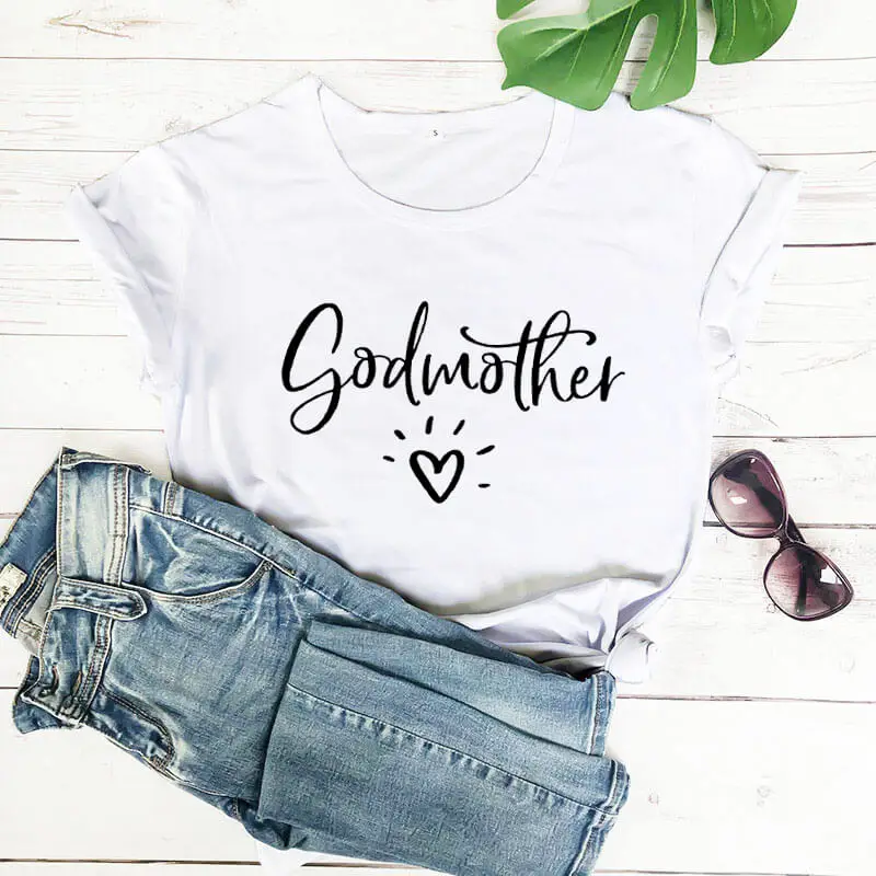 Godmother Printed Funny Christening Shirts 100cotton Gift For