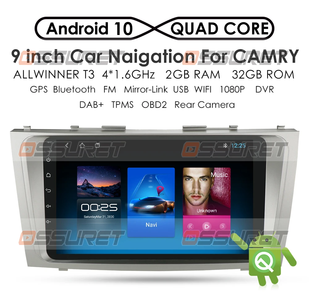 Android 10 Car Multimedia Player 2 din car radio for toyota camry 2007-2011with navigation car stereo head unit mic dtv obd2 dab