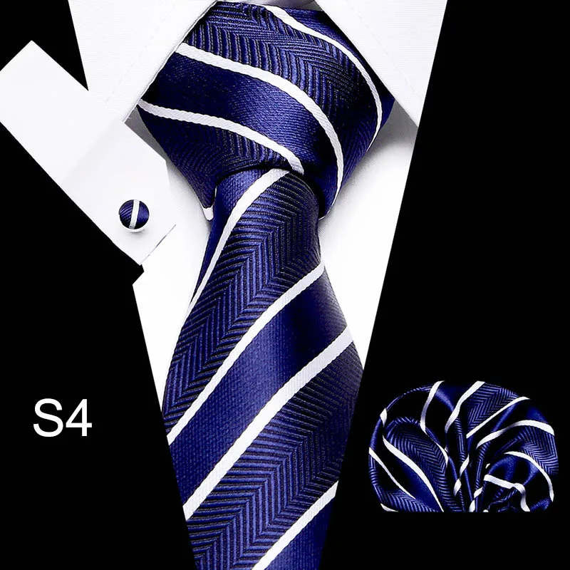 Wedding Men's Tie Handkerchief Cuffink Necktie Set Jacquard Woven 7.5 cm 100% Silk Red Soild Necktie Accessories Luxury Bow Tie