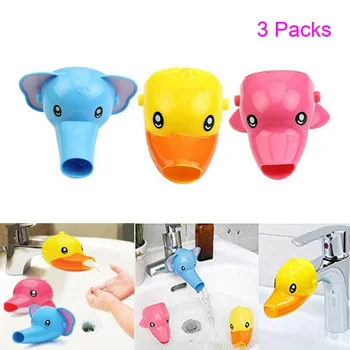 

3Pcs Duck Elephant Dolphin Faucet Extender, Spout Sink Handle Extender for Toddlers Kids Safe Fun Hand-Washing Solution Promotes