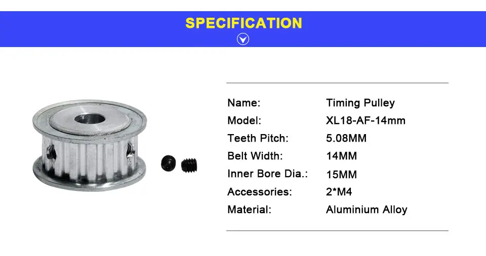 LUPULLEY 1 шт. 18 зубьев XL синхронный шкив зубчатый шаг 5,08 мм алюминиевый зубчатый шкив ширина ремня 14 мм