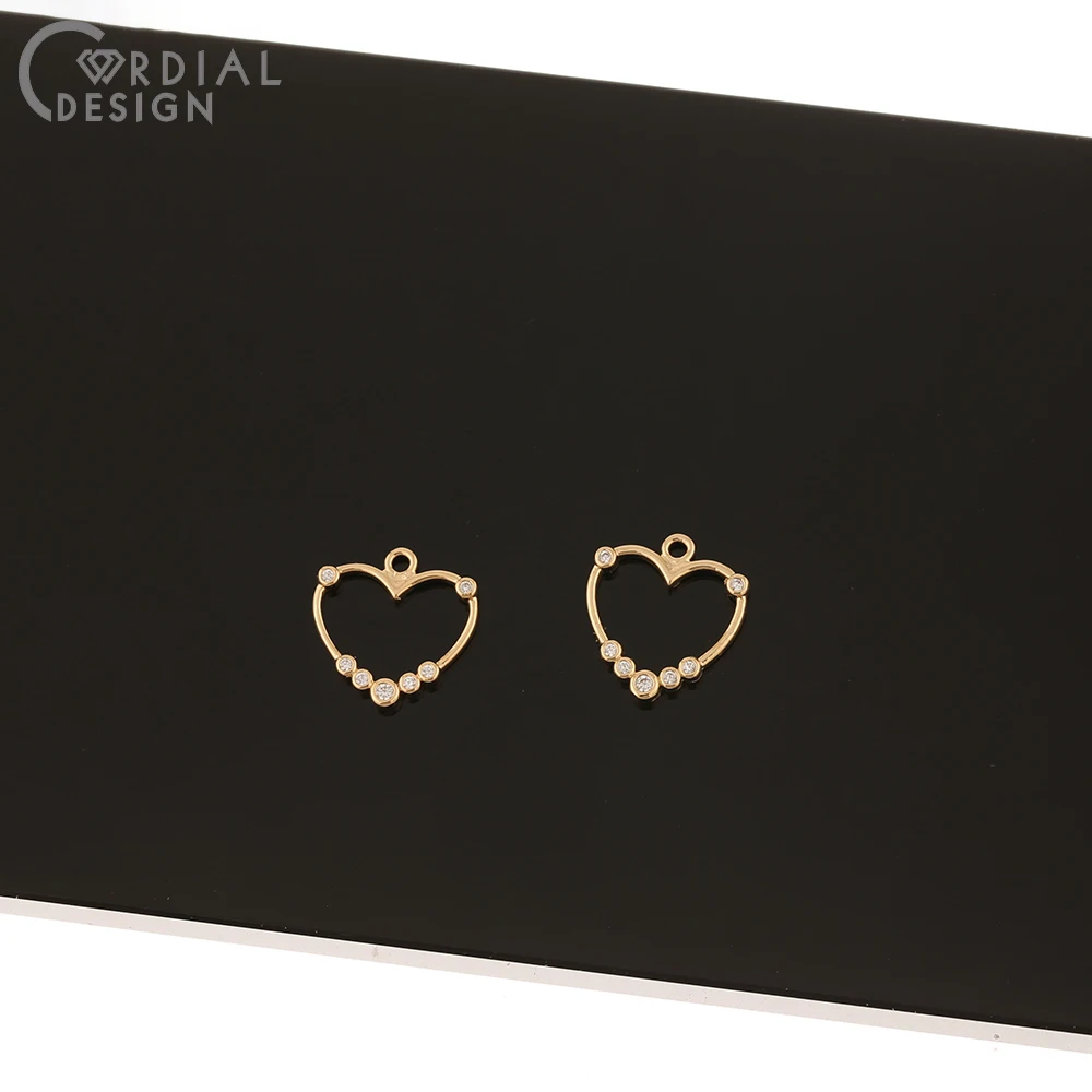 Cordial Design 100Pcs 14*14MM Jewelry Accessories/Hand Made/Earrings Pendant/Heart Shape/Jewelry Findings Components/DIY Making - cordial