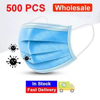 

Wholesale 500 PCS In Stock Fast Delivery 3 Layer Disposable Protective Mask to Prevent Disease Masks Dust proof Mask