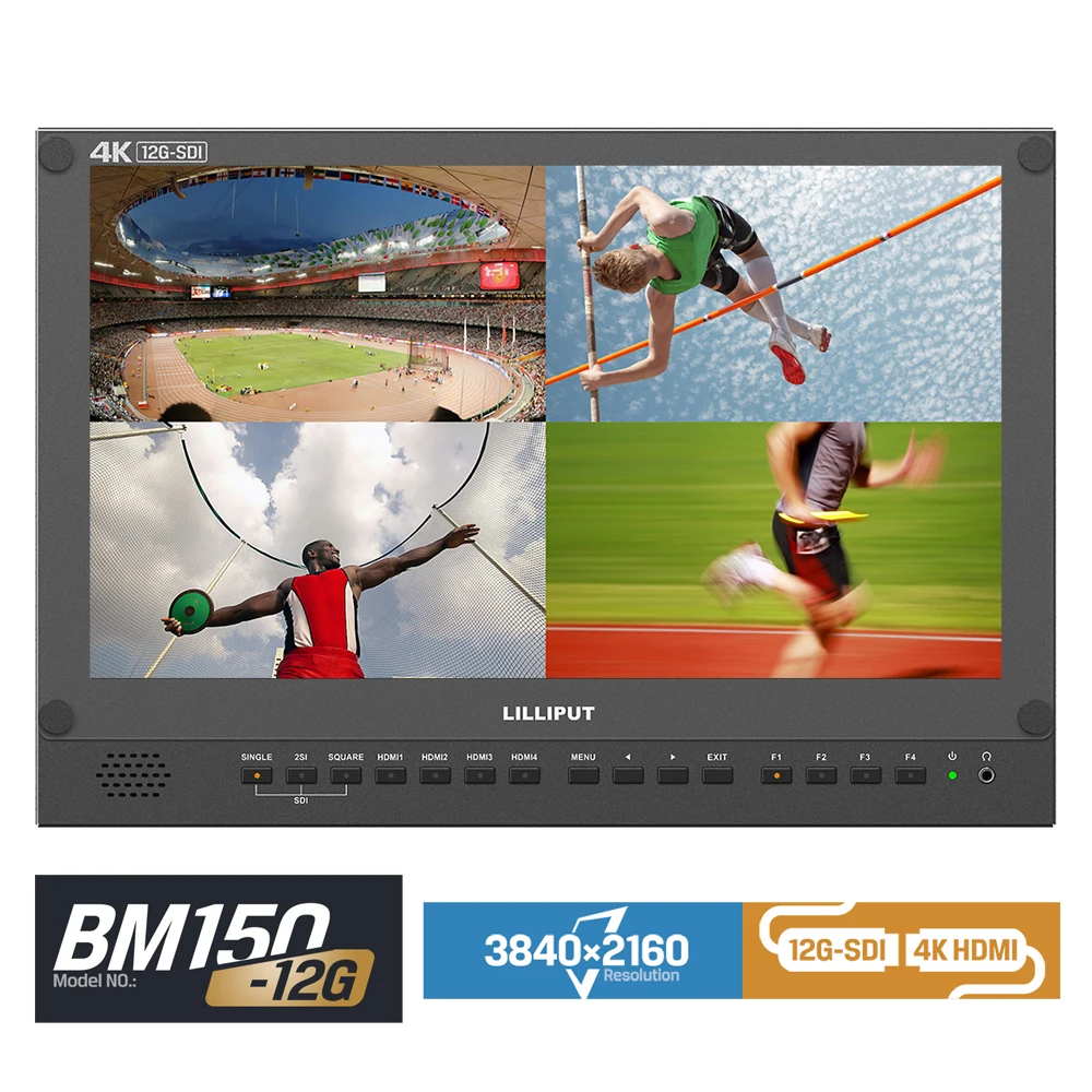 Lilliput BM150-12G 15," 3840*2160 12G SDI 4K монитор для трансляции 4K HDMI TALLY для камеры, 12G-SDI одноканальный