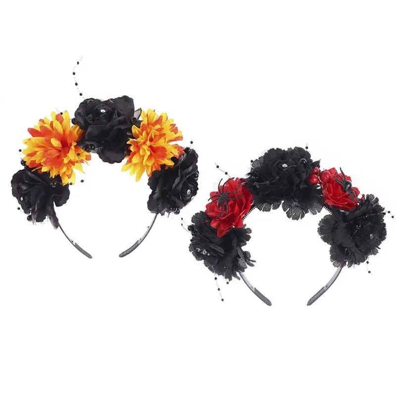 

Halloween Day of the Dead Hair Hoop Multicolored Flower Headband