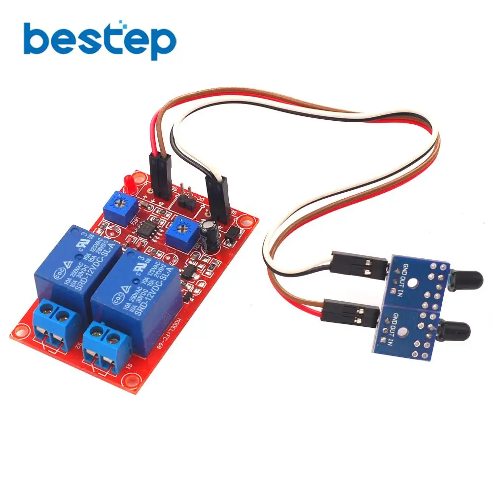 

2 Channel flame sensor relay module 12V alarm when there is flame flare detection module