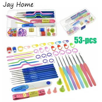 

53Pcs Sewing Kits Crochet Hook Sets&Sewing Knitting Needles Stitch Marker DIY Knitting Needles for Beginners with Storage Case