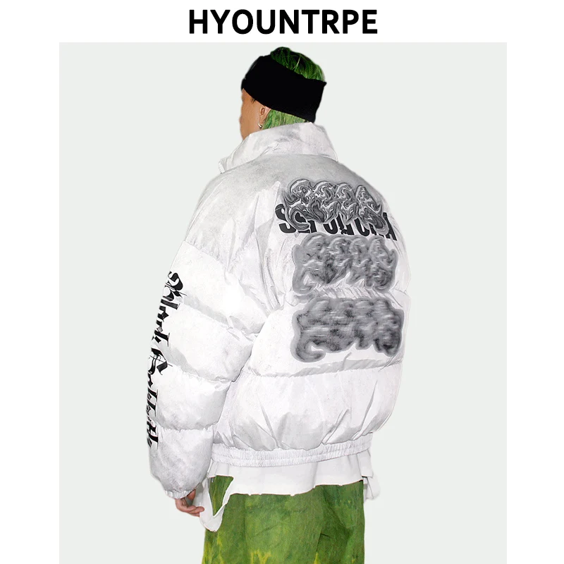 Men Winter Graffiti Graphic Print Jackets Loose Fit Stand Collar Cotton-Padded Fashion Winter Warm Thick Parkas Men Jacket Coat Men Winter Graffiti Graphic Print Jackets Loose Fit Stand Collar Cotton-Padded Fashion Winter Warm Thick Parkas Men Jacket Coat
