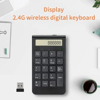 

Accounting 2.4G Digital Display Non Slip Ultra Thin Numeric Keypad Smart Rechargeable LCD Screen USB Receiver Wireless Keyboard