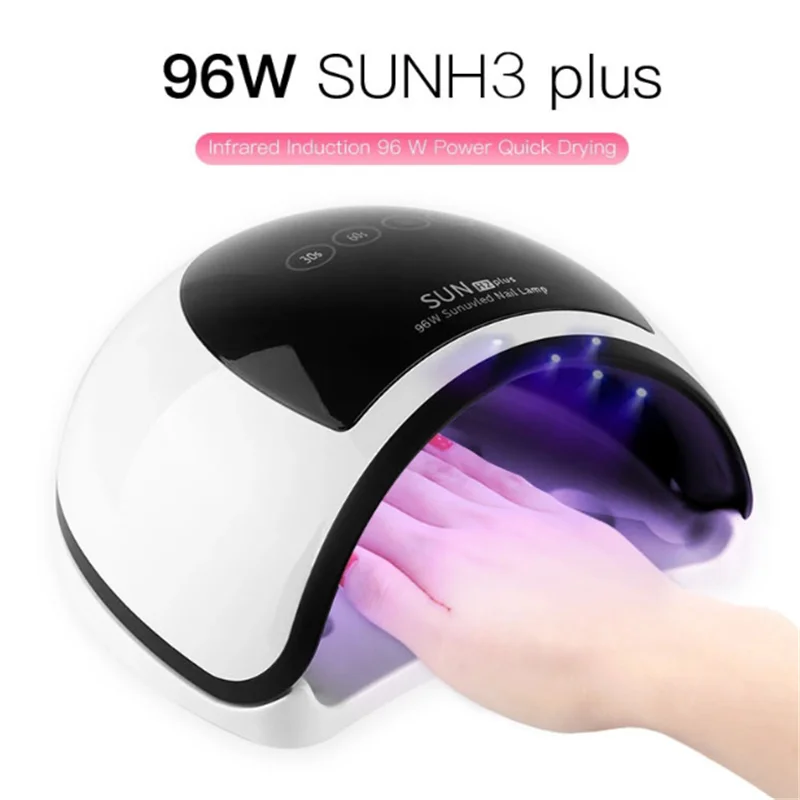 

96W Nail Lamp LED Phototherapy Lamp SUN H3 PLUS Intelligent Sensor Quick-drying Phototherapy Machine for Professional Nail Tools