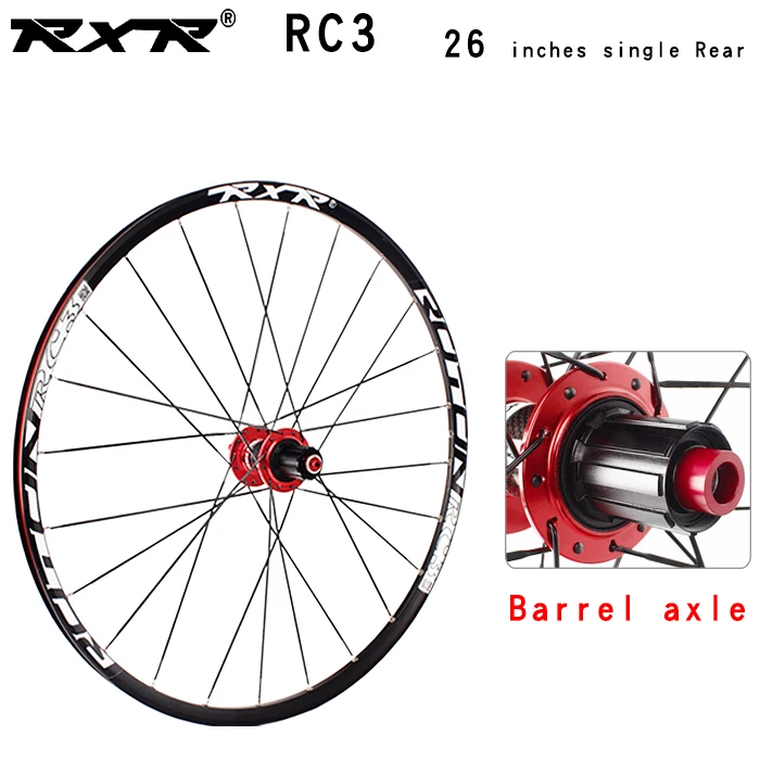 26RC3 Red Rear TA RXR горный велосипед внедорожный MTB Углеродные колеса 26 дюймов RC3 дисковый тормоз 5 подшипников 7-11speed через ось/QR колеса велосипеда - Цвет: 26RC3 Red Rear TA