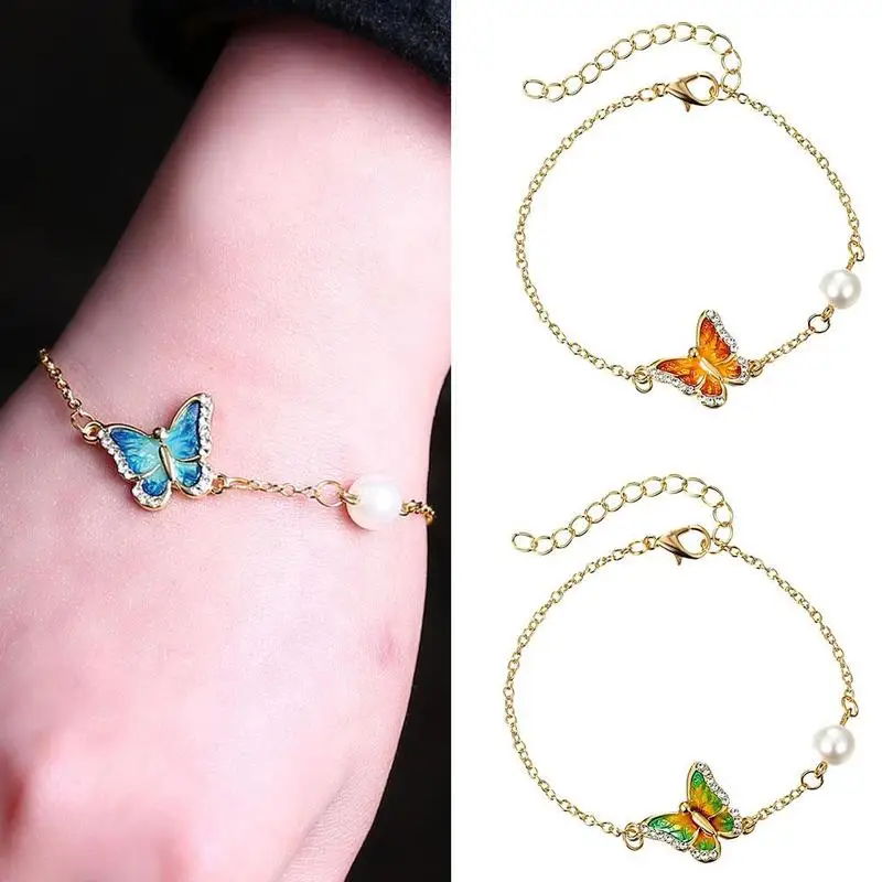 Браслет с масляной росписью Бабочка Шарм Браслеты имитация невесты свадебные браслеты Ювелирное Украшение на день рождения