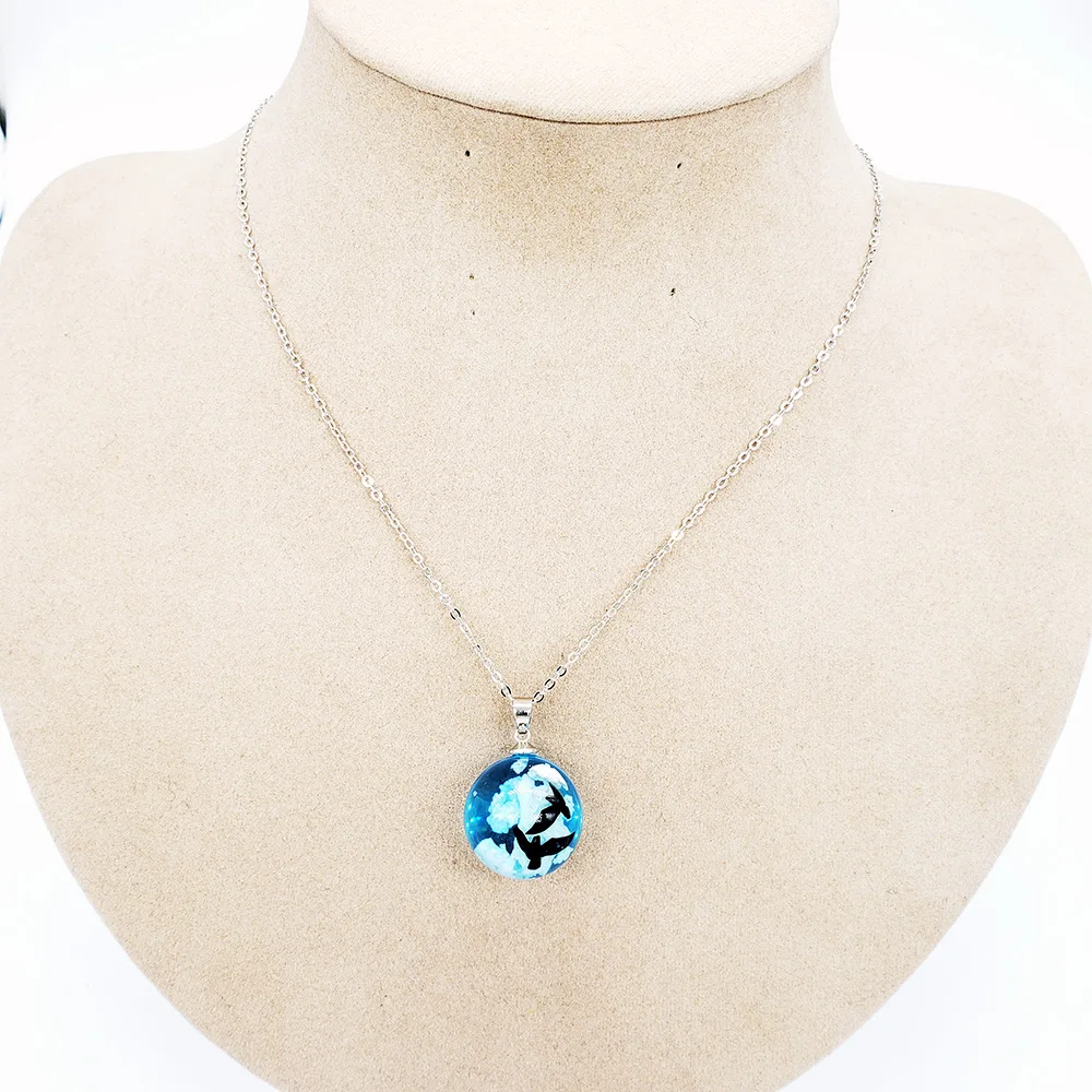 22 different styles blue sky and white bird eagle necklace luminous transparent spherical resin colorful cloud pendant | Украшения и