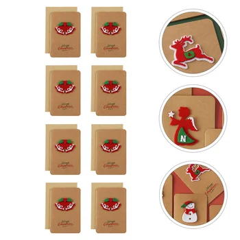 

8Sets Christmas Greeting Card with Envelope 3D Blessing Card Random Color Style