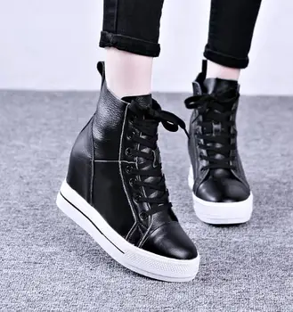 

Good quality High Heels Height Increasing Wedges Women Shoes Lace Up Women Pumps Genuine Leather Platform Shoes Woman sneakers