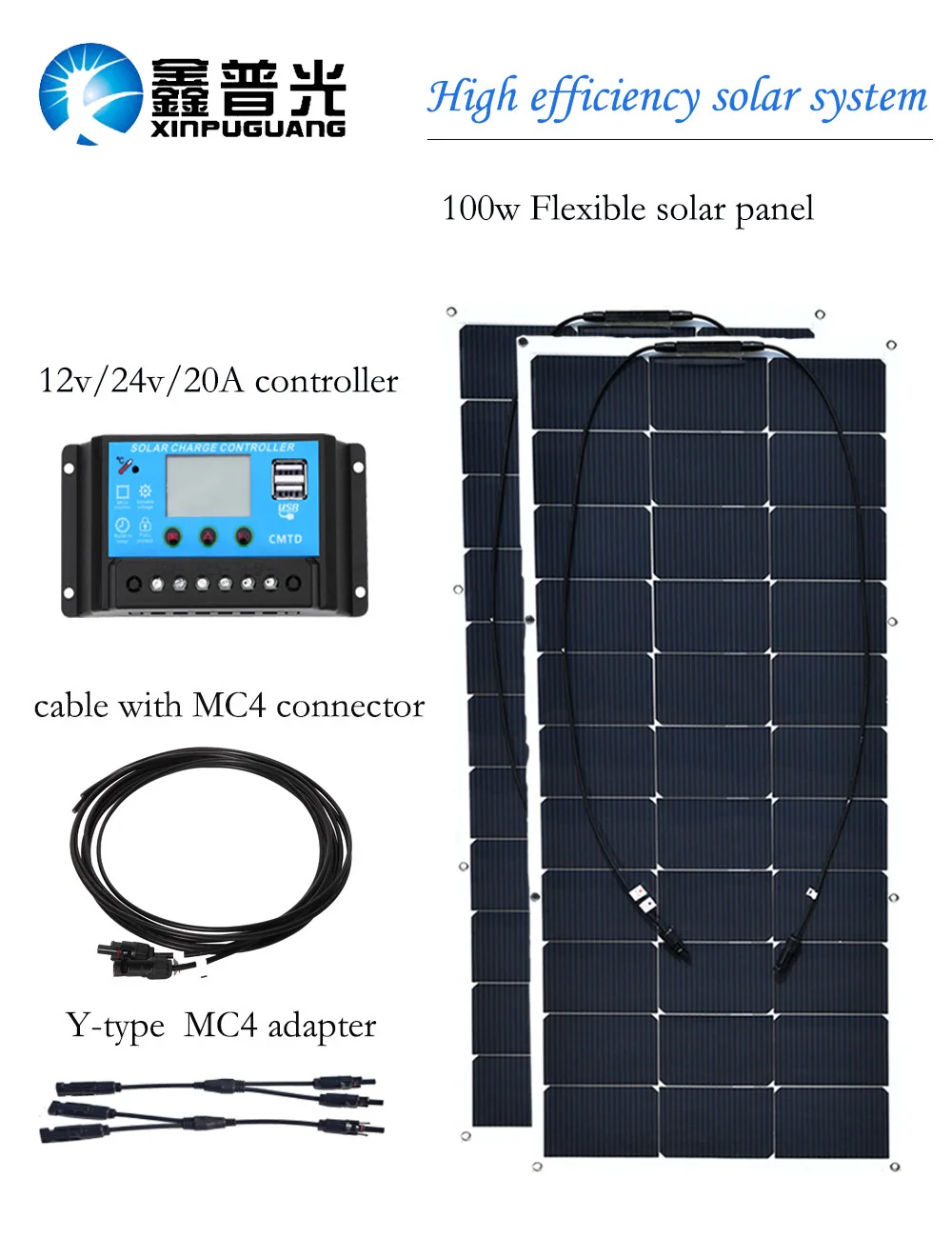 

200w 12v Authentic Solar System 100w 16v Flexible Solar Panel Module High Efficiency Monocrystalline Silicon Cell Charge Battery
